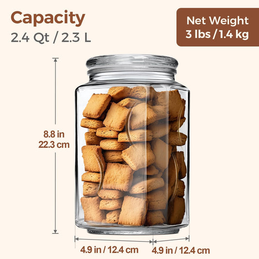 ComSaf Large Square Glass Pantry Jar with Lid 78 oz Wide Mouth | Flour sugar rice, Pasta cereal, Laundry detergent, Pantry organization, Large capacity, Cabinet organization, Dry goods
