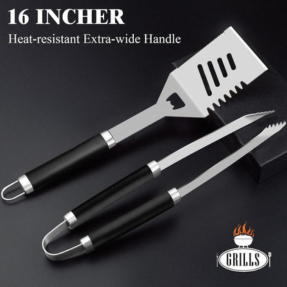 ROMANTICIST 26pcs Grilling Gifts for Men, Dad Gifts for Father's Day, Stainless Steel BBQ Grill Accessories Tools Set, Heavy Duty BBQ Utensils Kit with Apron, Thermometer, Mats in Aluminum Case Brown