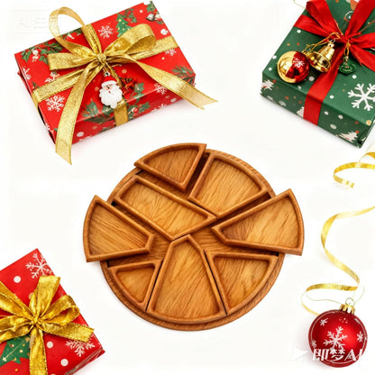 Decorative Wooden Puzzle Serving Tray, Entertainment Platter for Food and Drinks, Unique Fun Design(11.8in*11.8in)