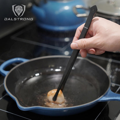 DALSTRONG Chef Tweezers Professional Kitchen Tongs- 12" high-precision Tweezer Tongs for Cooking - Stainless Steel Black w/vTitanium Coating -BBQ, Plating, Multi-use