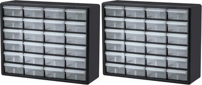 Akro-Mils 24-Drawer Plastic Drawer Storage Cabinet for Garage Organization, Bead Organizer, Building Bricks Storage, Teacher Toolbox, Makeup Organizer, 20" W x 6" D x 16" H, 10124 Black