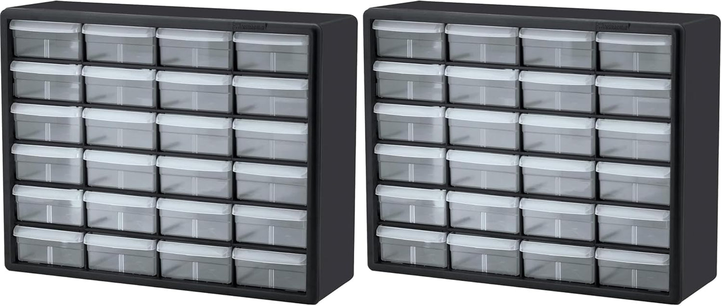 Akro-Mils 44-Drawer Plastic Drawer Storage Cabinet for Garage Organization, Bead Organizer, Building Bricks Storage, Teacher Toolbox, Makeup Organizer, 20" W x 6" D x 16" H, 10144 Black