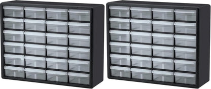 Akro-Mils 44-Drawer Plastic Drawer Storage Cabinet for Garage Organization, Bead Organizer, Building Bricks Storage, Teacher Toolbox, Makeup Organizer, 20" W x 6" D x 16" H, 10144 Black