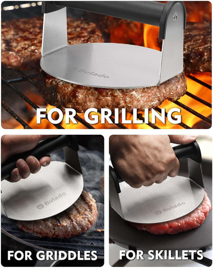 Bulado 6" Burger Press, Stainless Steel Round Burger Smasher for Griddle