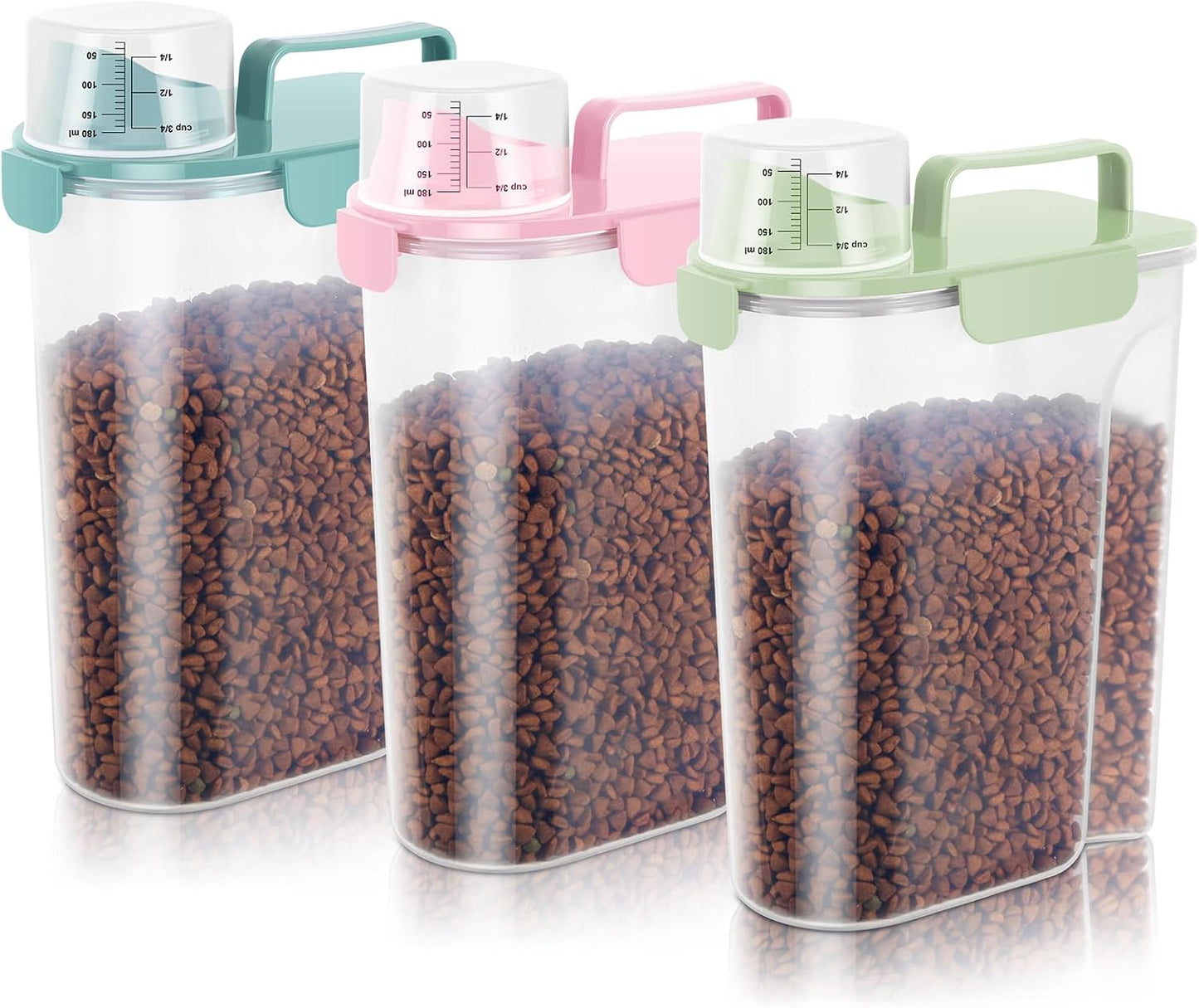 LEAWALK 5-7Lbs Dog Cat Food Storage Container with Upgraded Large Nozzle BPA-free, 4 Snap Seals Plastic Pet Food Storage Containers with Handles are Easy to Clean and Carry