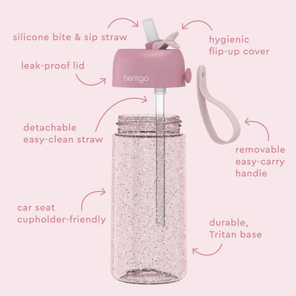 Bentgo Kids Water Bottle - Leak-Proof, Durable Tritan PFAS- & BPA-Free 15 fl oz, Kids/Toddlers Ages 3+ for School & Sports; Bite & Sip Spout, Carrying Handle, Dishwasher Safe (Unicorn)