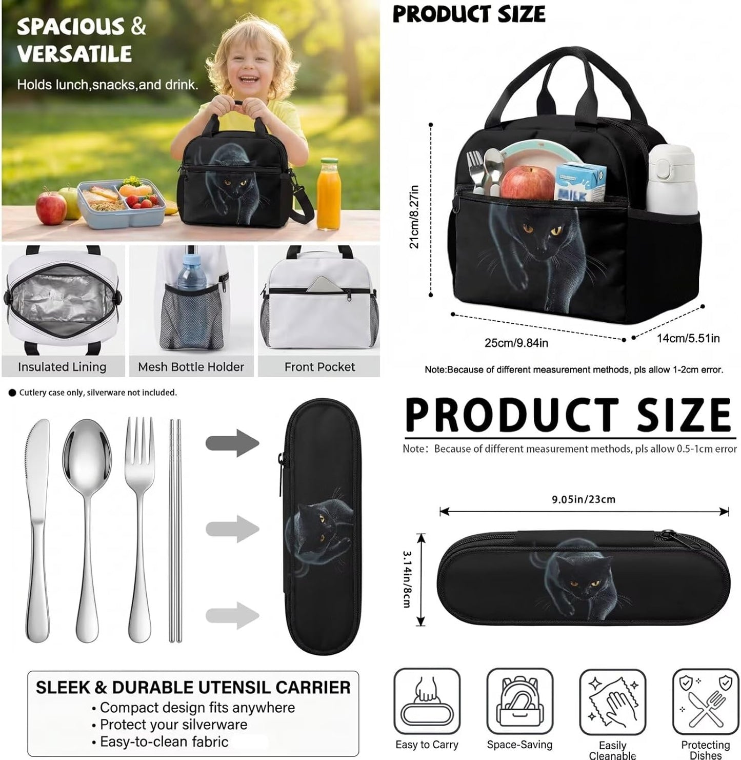 Highland Cow Backpack with Lunch Box Set for Kids Sunflower School Backpack for Girls Boys Back to School Bag Student Travel Backpacks Reusable Utensils Pen Case Water Bottle Bag 5PCS