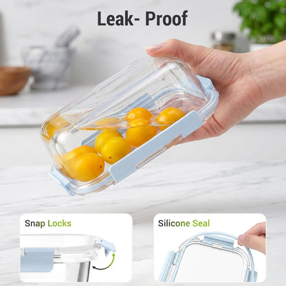 Dealusy 10 Sets (20-Piece) 36 oz & 12 oz Glass Food Storage Containers with lids, Airtight Leak-proof Glass Meal Prep Containers with Lids, Microwave Oven Freezer Dishwasher Safe, Gray