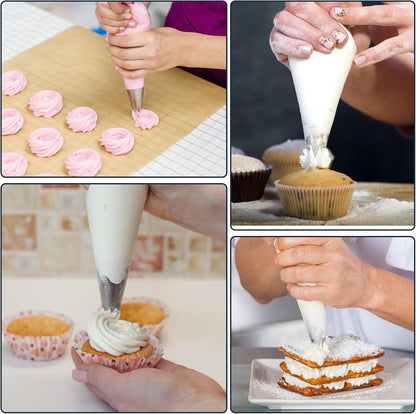 Engorgio Disposable Mini Piping Bags 8 inch Pastry Bag Pastry Crimpers Small Piping Bags Disposable Pastry Bags For Cake Macarons Dessert Decorations Cookies Baking Cupcakes (Clear)