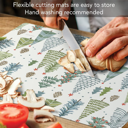 Cut N' Funnel Eat Fresh Designer Flexible Cutting Board Mat 15" x 11.5" Made in the USA Decorative Flexible Easy to Clean