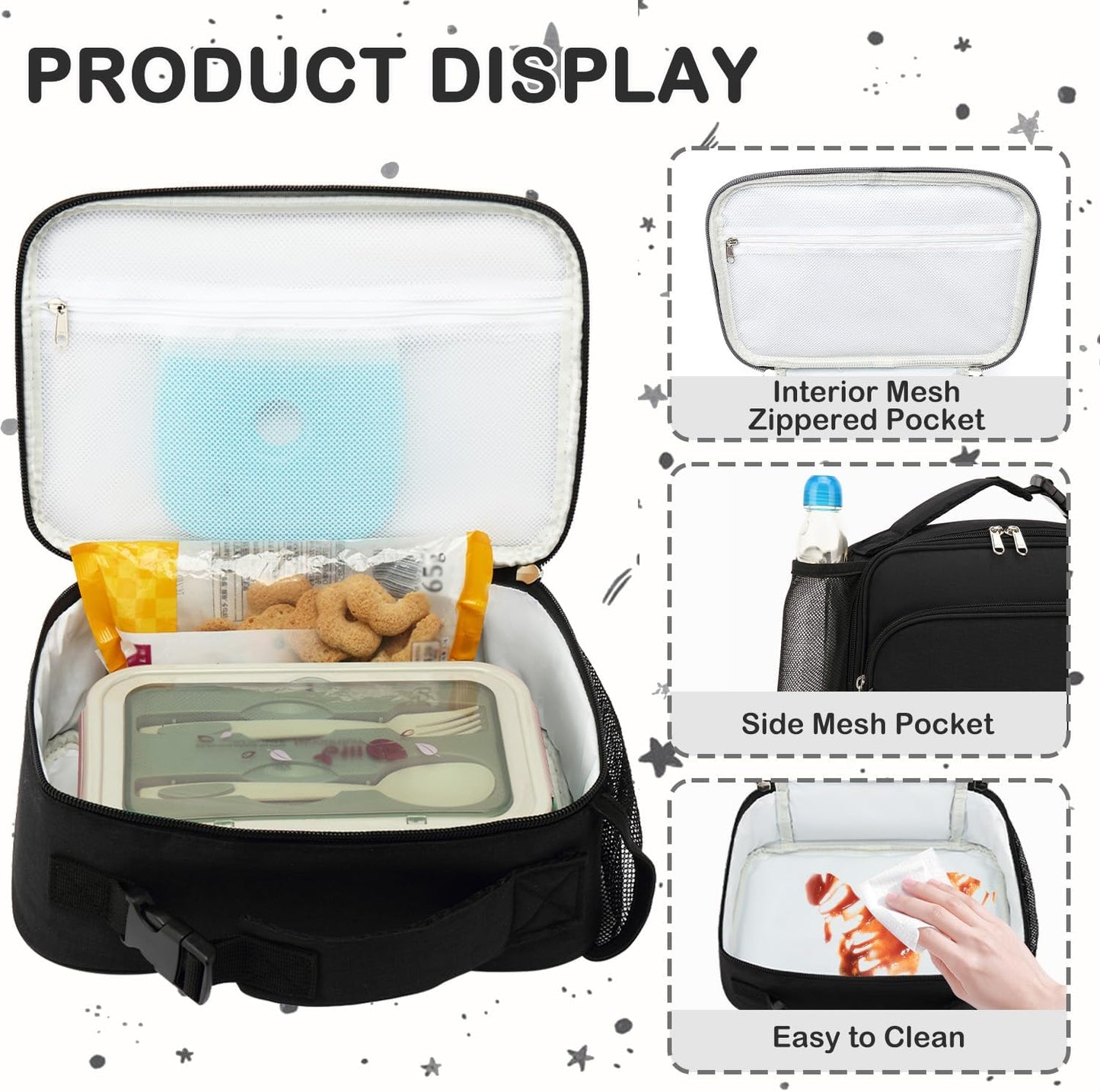 FlowFly Kids Lunch box Insulated Soft Bag Mini Cooler Back to School Thermal Meal Tote Kit for Girls, Boys, Astronaut - Colors B
