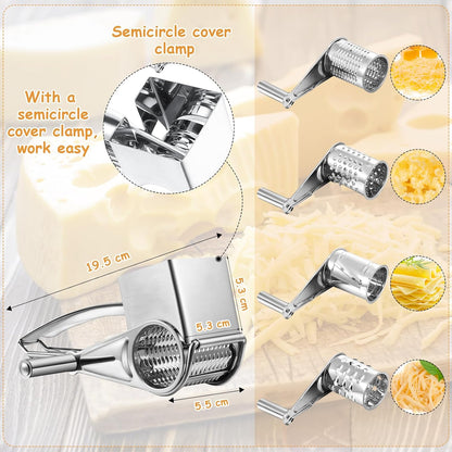 Honoson Rotary Cheese Grater Stainless Steel Handheld