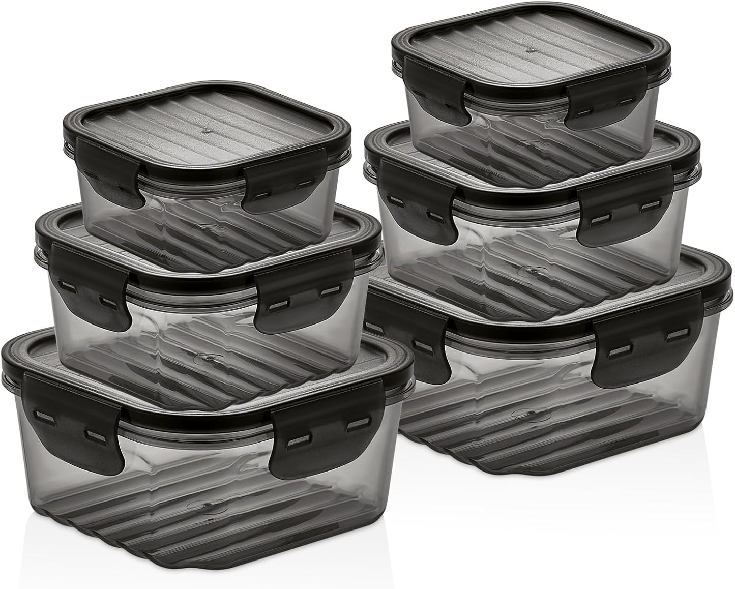 12-Piece Food Storage Container Set – Airtight, Leakproof, BPA-Free Plastic Storage Boxes with Locking Lids – Stackable Meal Prep Containers, Microwave, Freezer & Dishwasher Safe