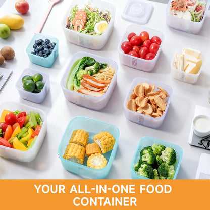 OTB Set of 2 Reusable Silicone Containers Clear, Nesting Leak-free Silicone Food Storage Boxes, BPA Free, Airtight, Dishwasher and Freezer Safe