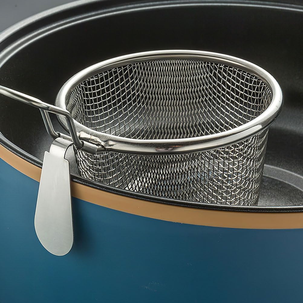 Toyvian Stainless Steel Hot Pot Basket 2 pcs Fine Mesh Strainer for Noodles Pasta Dumplings Boiling Blanching Home Kitchen and Restaurant Use