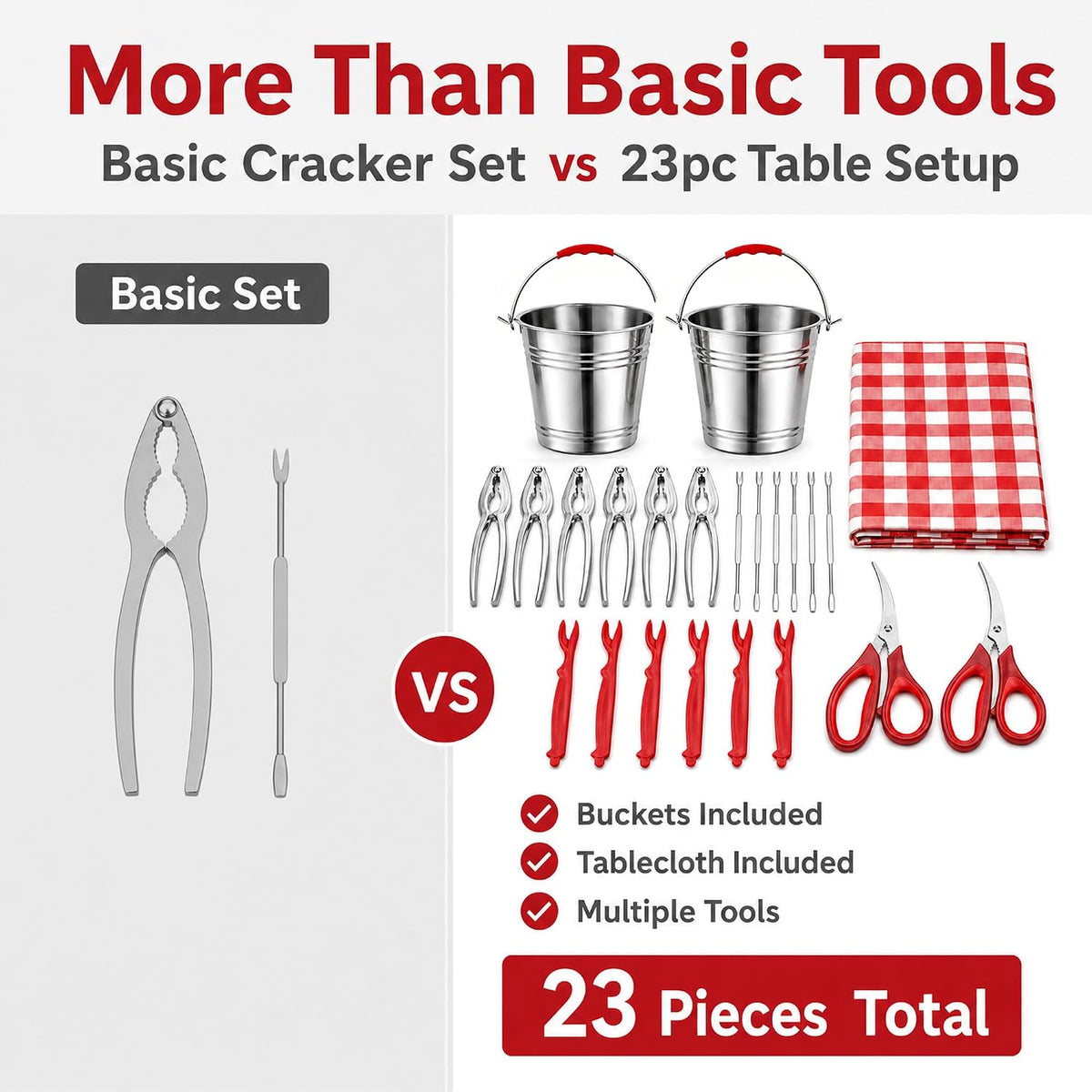 Seafood Boil Party Supplies, 23pc Crab Boil Tools Set, Tablecloth