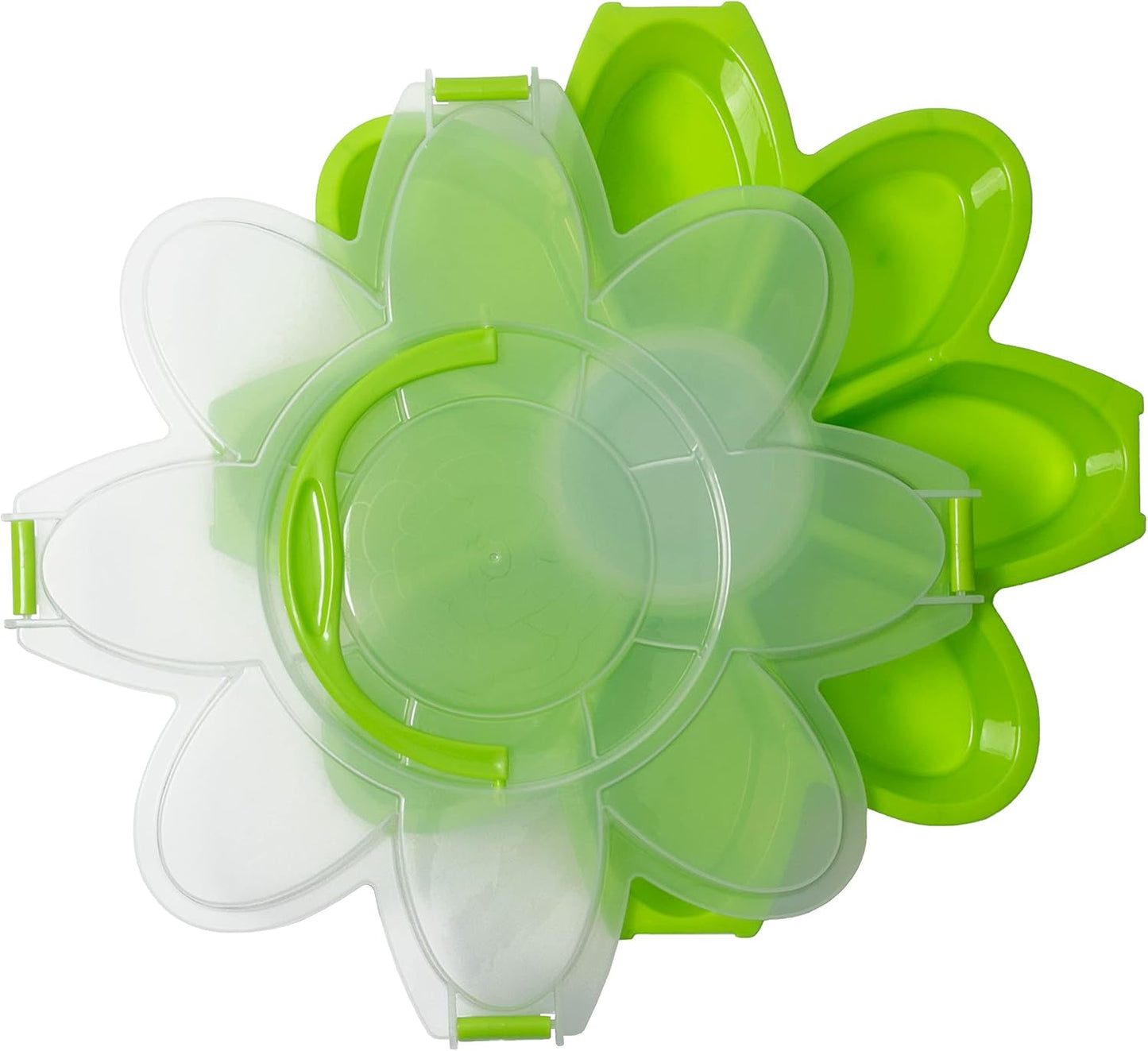 KOLORAE Flower Snack Serving Tray - 9 Compartment Party Platter with Dressing Cup for Chips and Dip, Fruits and Veggies - Game Day & Summer Entertaining Tray