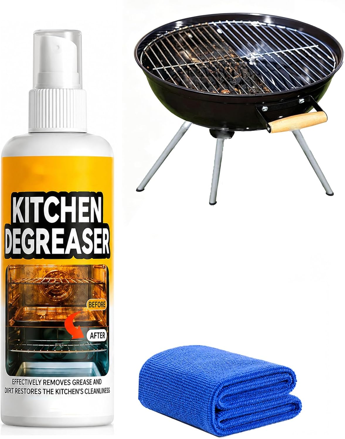 Apiastar Greasekiller Spray,4FL.OZ Greasekiller Spray Grill Cleaner,Greasekillers Bbq Sprays, Heavy Duty Grill Degreaser Sprays, for Outdoor Grill, Air fryer, Kitchen, Oven (1PCS)