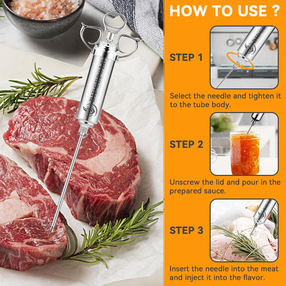 Meat Injector, Marinade Injector with 3 Marinade Needles