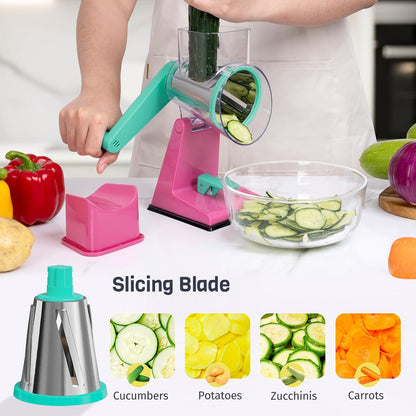 Upgraded Rotary Cheese Grater, Hand Crank, Pinkish Purple