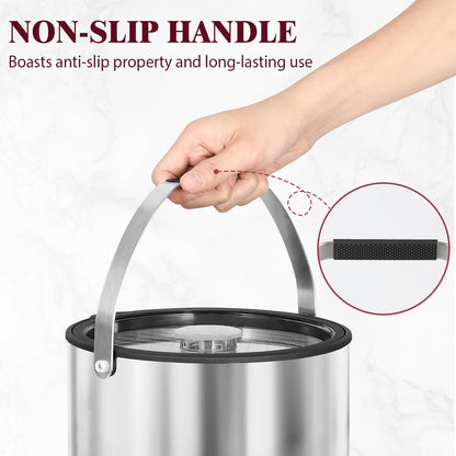6.8L/7QT Insulated Ice Bucket with Lid & Scoop,Double-Wall Ice Bucket for Parties,Cocktail Bar(White)