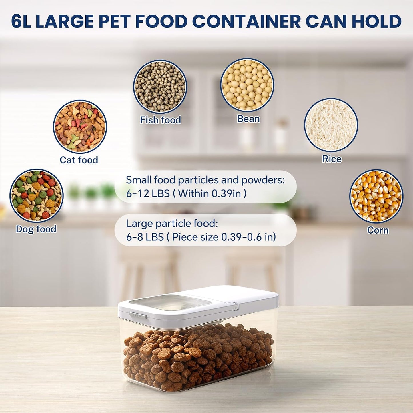 LEAWALK 10Lbs/10.57Qt Airtight Dog Cat Food Storage Container and Dog Treat Containers BPA-Free, PET Clear Stackable Pet Storage Bin, Pop Top, 1-Cup Scoop for Pet Food/Rice/Flour/Bread/Grains