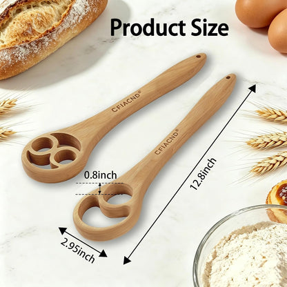 2 PC Wooden Danish Dough Whisk for Sourdough Bread Baking, 12.8 Inch