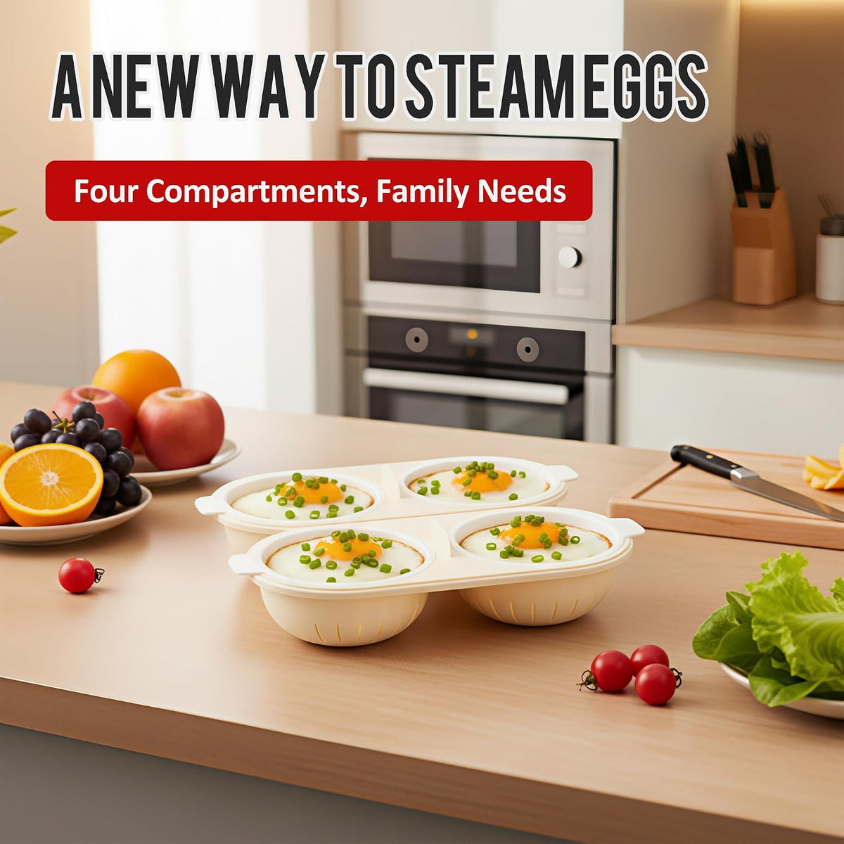 Li&Zhao Microwave Egg Poacher–4 Cavity Eggs Microwave Egg Cooker with Lid, Effortless to Cook and Clean, Perfect for Making Poached Eggs,Dishwasher Safe Double Layer Microwave Boiled Eggs