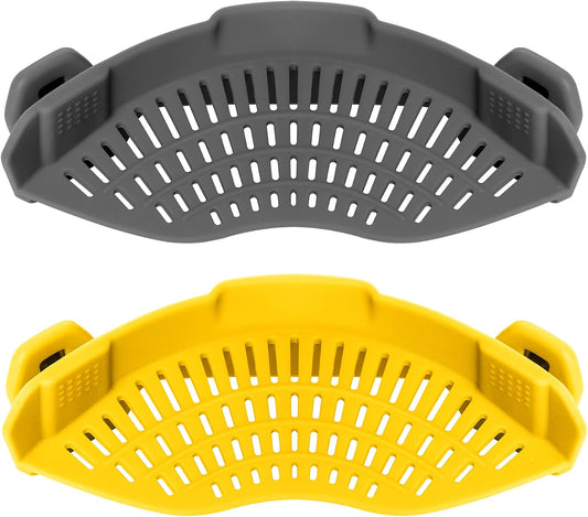 AUOON Clip On Strainer for Pots, 2Pack, Standard 8.86 x 3.55 in, GrayYellow