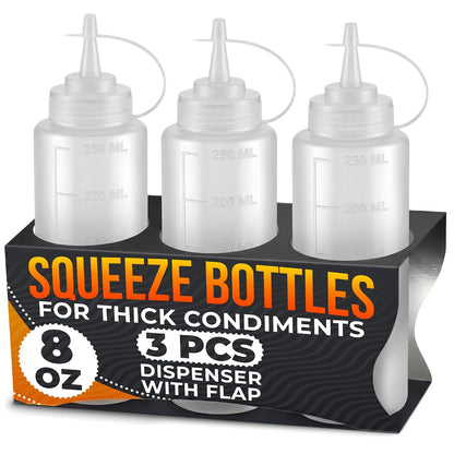 HYQO Small Squeeze Bottles for Sauces, 4 Oz Plastic with Cuttable Tip