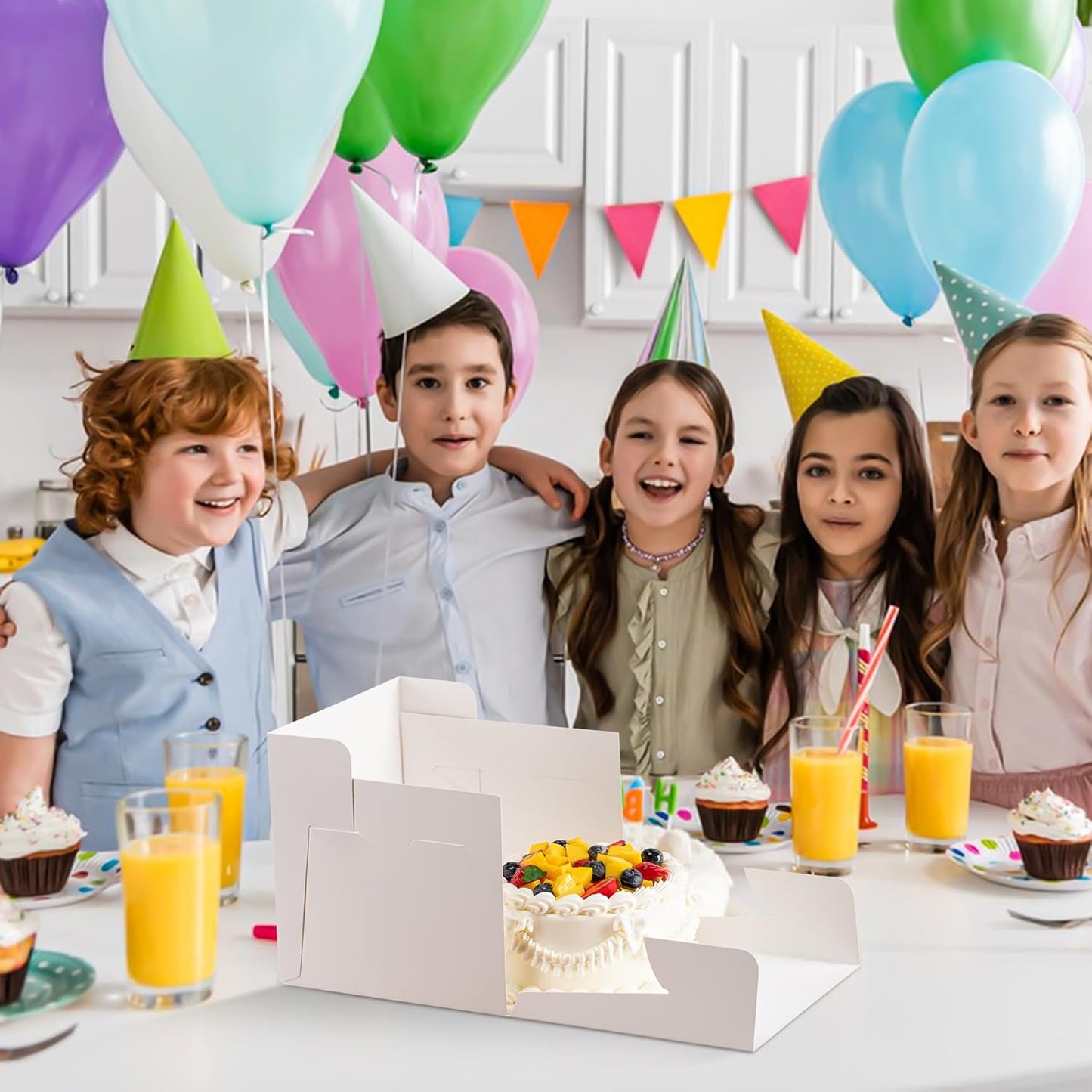 3 Pack Cake Boxes 10 Inch, 10x10x8 Inches Tall Cake Large Box, Disposable Cakes Transport Containers with Lids, Bakery Boxes with Large Window, for Cookies Pies Cupcakes Pastry-Wedding,Birthday, Party