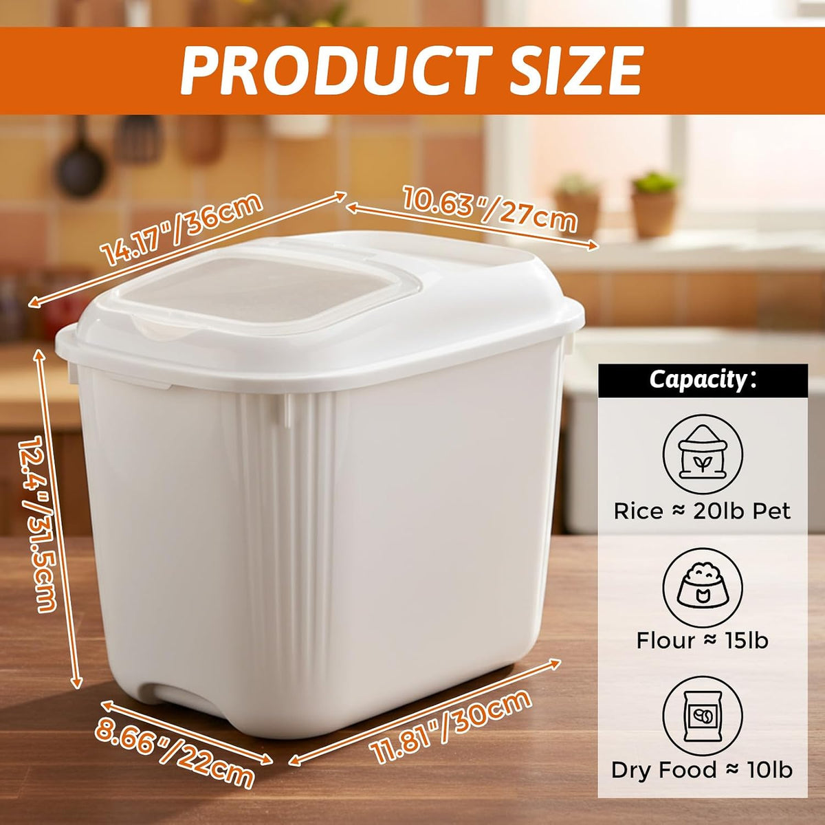Blushtier 4 Pack Sugar Storage Containers Flour Bin with Wheels Large Pet Dog Food Storage Boxes Measuring Cup Sealed Transparent Flip Lid Portable Household Rice Container Set(20 Lbs)