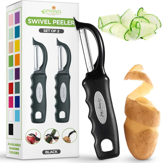 Spring Chef Premium Swivel Vegetable Peeler, Soft Grip Handle and Ultra Sharp Stainless Steel Blades - Perfect Kitchen Peeler For Veggie, Fruit, Potato, Carrot, Apple - Mango