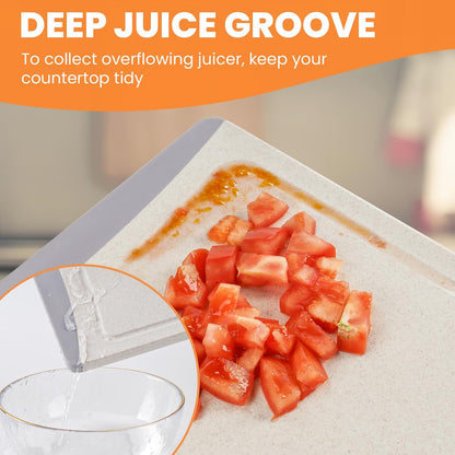 Extra Large Cutting Boards, Plastic Cutting Boards for Kitchen (Set of 3) Cutting Board Set Dishwasher Chopping Board with Juice Grooves Easy-Grip Handles, Dark Grey, Empune