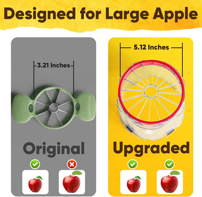 Newness 5.12-Inch Apple Slicer – Extra-Large, Ultra-Safe Stainless Steel Cutter for 8 Perfect Slices, Effortless Cutting, Cuts All the Way Through with Transparent Bowl