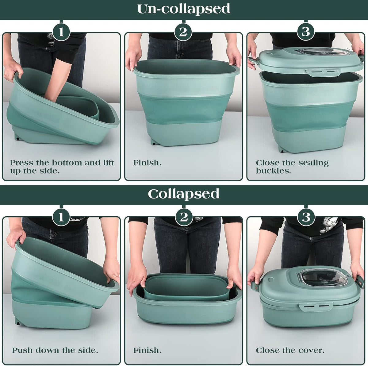 TIOVERY Dog Food Storage Container, Airtight Collapsible 13lb to 30lb Pet Food Container with Flip Top, Rolling Wheel, Scoop and 3L small container for Dog Cat Food and Dry Food of Rice, Flour