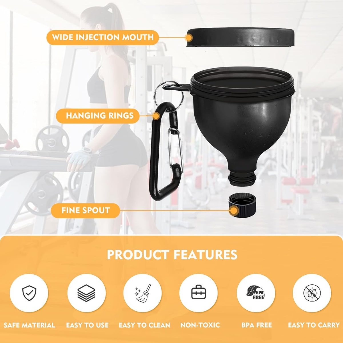 2 Pcs Protein Powder Funnel, 50ml Protein Powder Travel Container