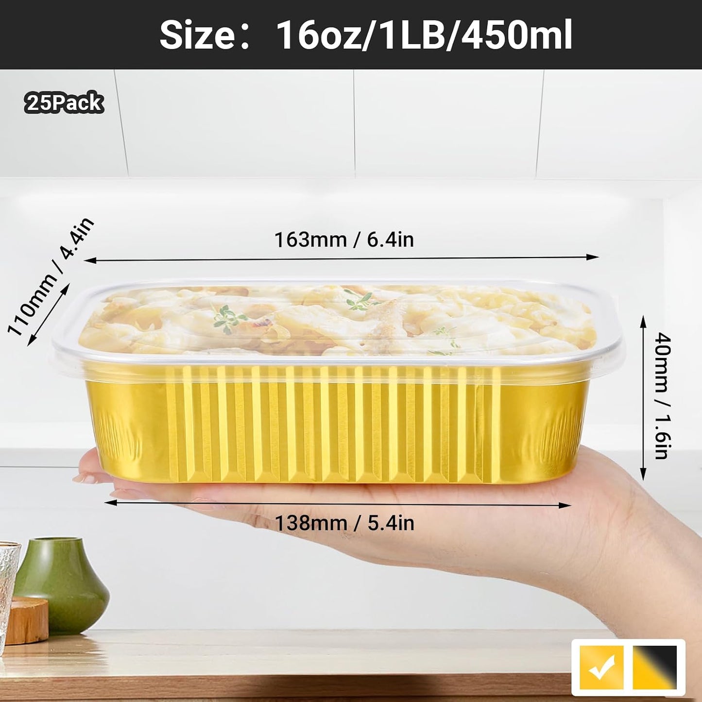 EUSOAR Aluminum Pans with Lids, 50pack 32oz Small Disposable Foil Loaf Cake Food Storage Pans, Catering Party Meal Prep Freezer Drip Pans for Microwave Oven Safe Cooking,Baking,Heating,Takeout