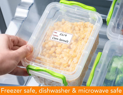 Removable Refrigerator Freezer Labels with Dispenser Box, Meal Prep Food Storage Stickers for Deli Containers, Waterproof Kitchen Pantry Organization Label