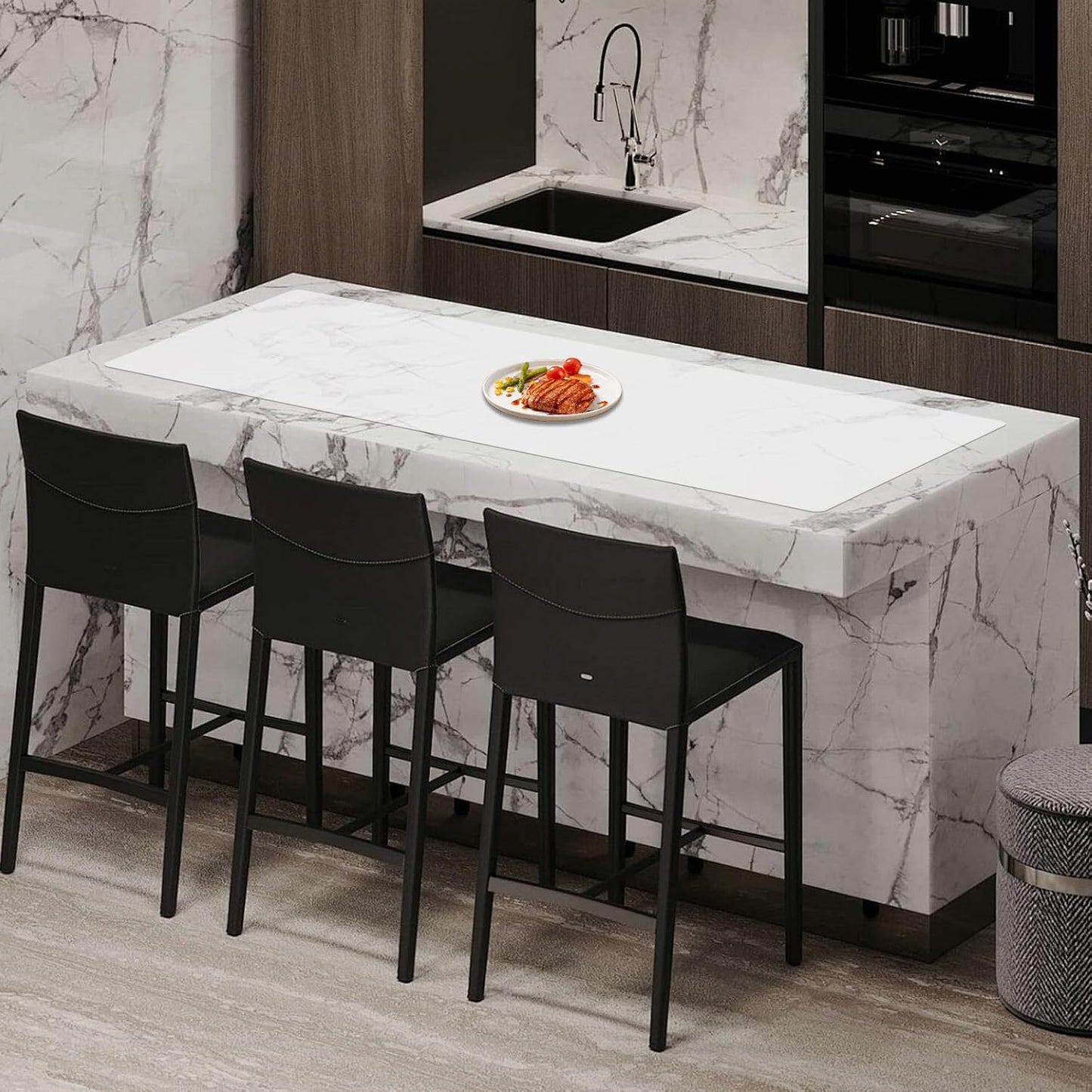 Extra Large Silicone Mat 78.7''x23.6''(200cmx60cm), Large Silicone Mats for Kitchen Counter, Multipurpose Heat Resistant Mat, Waterproof Placemat for Countertop Protector, Black