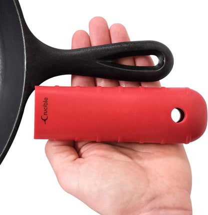 Silicone Hot Handle Holder, Potholder (Extra Thick Red) for Cast Iron Skillets, Pans, Frying Pans & Griddles, Metal and Aluminum Cookware Handles - Sleeve Grip, Handle Cover