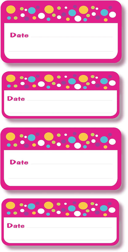 Lovable Labels Date-It Food Container Sticker Food Labels, 36 Pre-Printed Waterproof Freezer Labels, Reusable Refrigerator and Freezer Food Label Stickers. (Candied Dots)