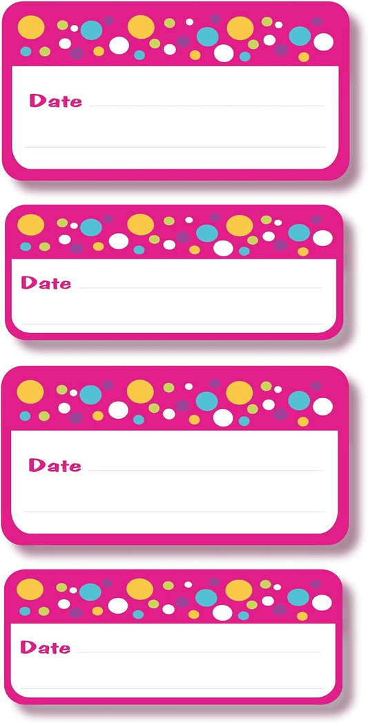 Lovable Labels Date-It Food Container Sticker Food Labels, 36 Pre-Printed Waterproof Freezer Labels, Reusable Refrigerator and Freezer Food Label Stickers. (Candied Dots)