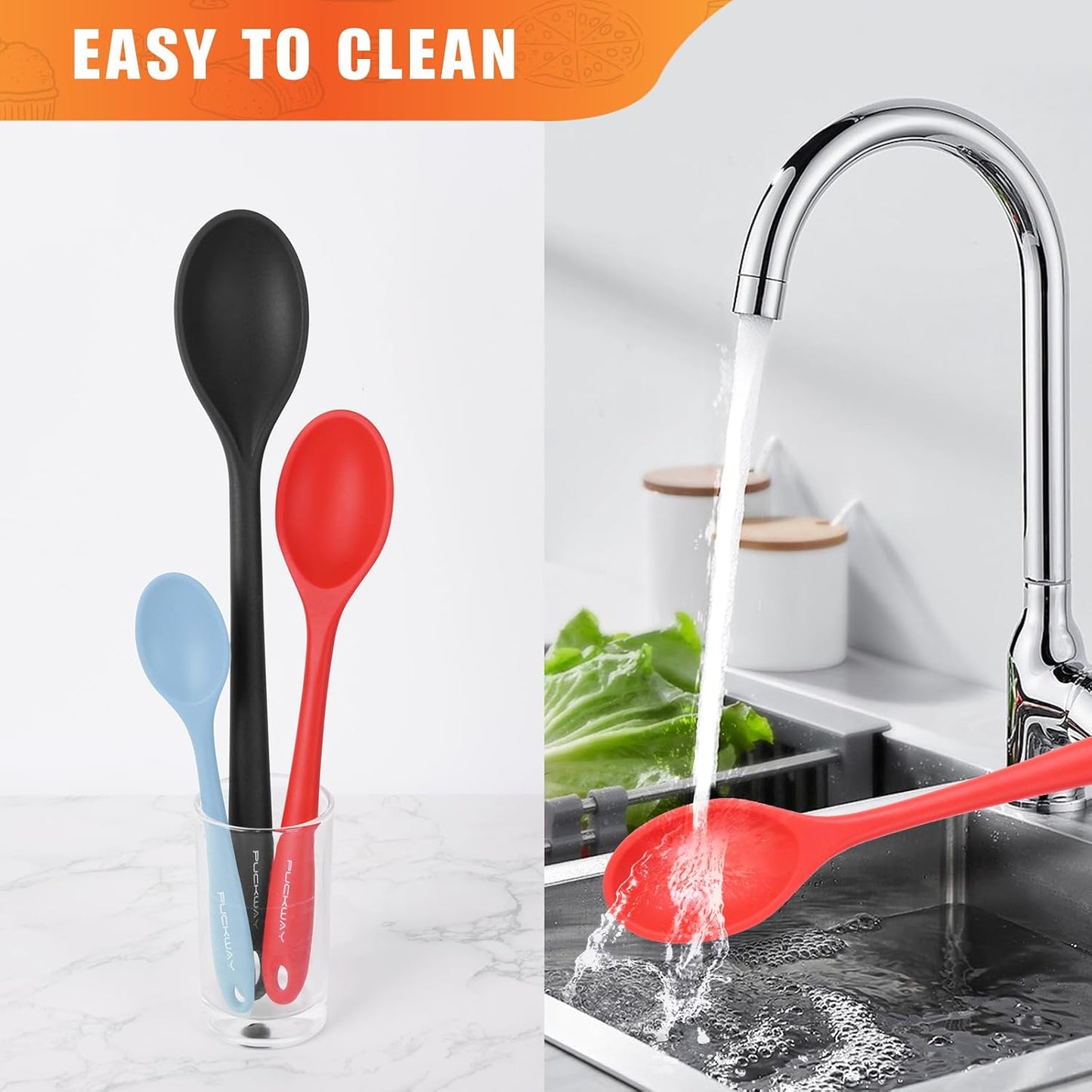 3 Pcs Silicone Spoons Set of 7.9 10.6 14.2 inch for Cooking, Heat Resistant Kitchen Spoons for Mixing, Stirring, and Serving, Small to Large Non Stick (Green)