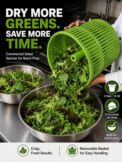 Commercial Salad Spinner - 3 Gallon Large Capacity Lettuce Dryer