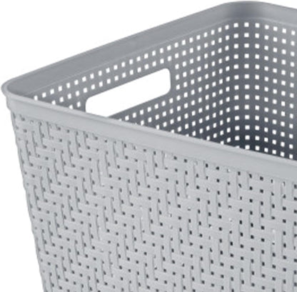 Sterilite 6-Pack Tall Basket, Woven Plastic Storage Baskets for Organization, Cement - Organizing Bin Containers with Handles for Bedroom, Bathroom, Dorm, and Closet