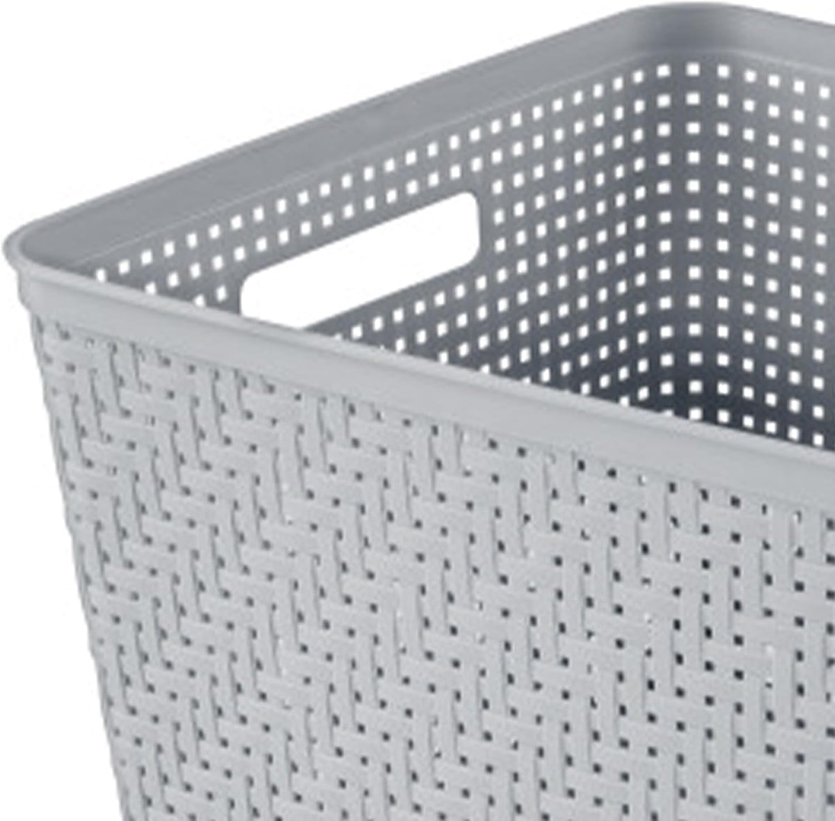 Sterilite 6-Pack Tall Basket, Woven Plastic Storage Baskets for Organization, Cement - Organizing Bin Containers with Handles for Bedroom, Bathroom, Dorm, and Closet