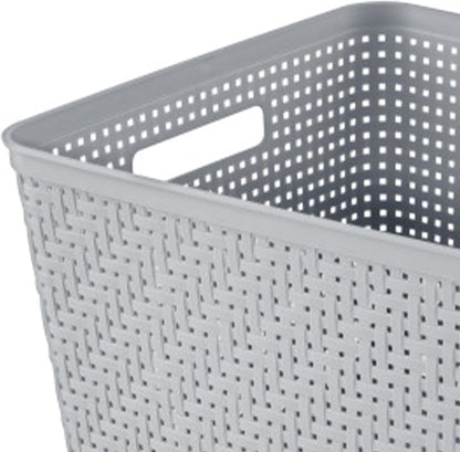 Sterilite 6-Pack Tall Basket, Woven Plastic Storage Baskets for Organization, Cement - Organizing Bin Containers with Handles for Bedroom, Bathroom, Dorm, and Closet
