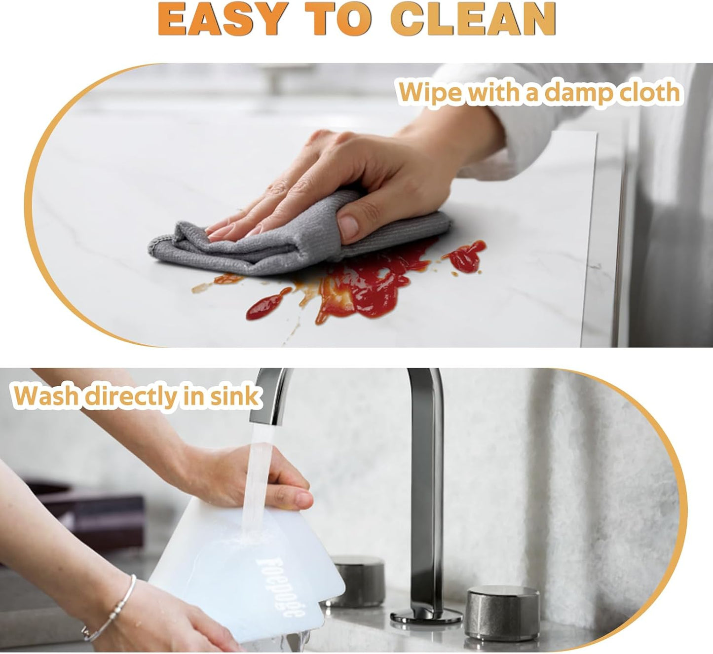 49.2" x 15.7" Large Silicone Mat for Kitchen Counter Protector, Cuttable Silicon Countertop Protector Mat Heat Resistant Mats for Countertop, Cut to Fit Placemat Ship Roll by Foepoge, Black