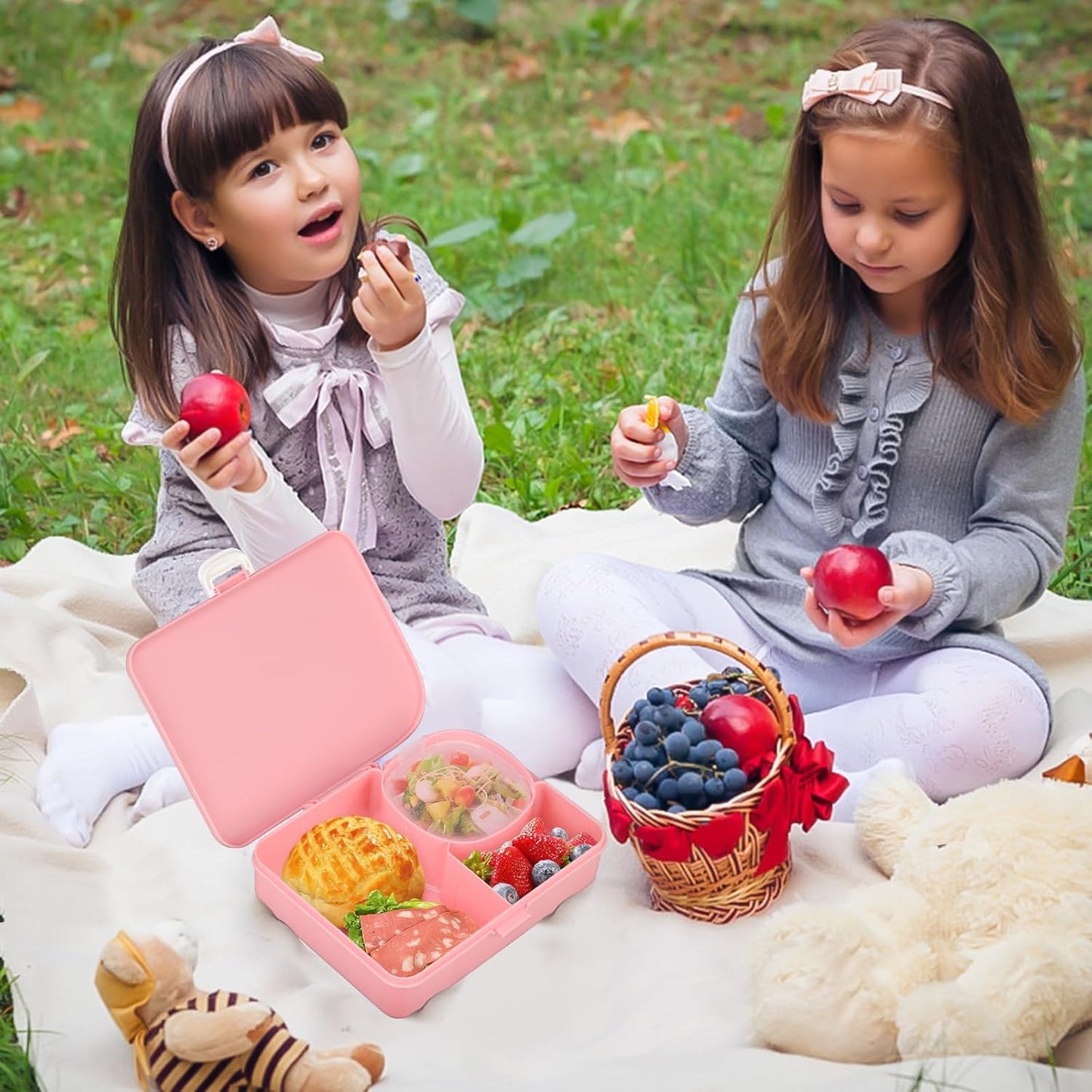 JOOPETALK Kids Snackle Lunch Box with Leak-Proof Snack Container, 8 Compartments with Detachable Dividers, BPA-Free, Dishwasher Safe – Bento Box for School & Travel(Blue)